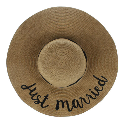 Color Letter Embroidery Straw Hat Ladies Foldable Sun Hat Seaside Beach Big Brim Hat Women