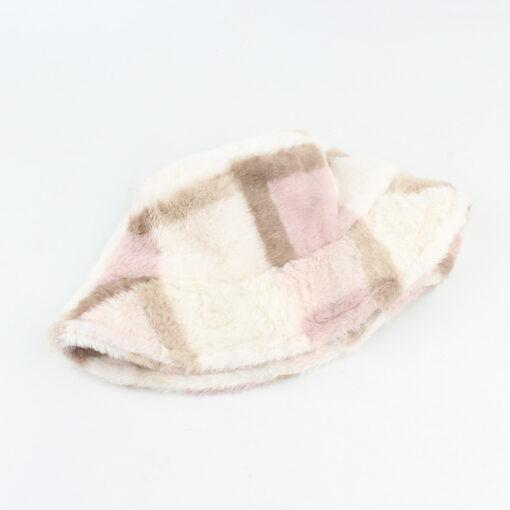 Plush Plaid Flat-top Basin Hat Flannel Warm Hat Women - Image 8