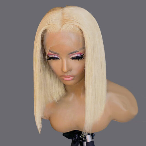 613 Blonde Bob Wig Short Straight Human Hair Wigs For Women - Image 2