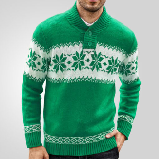 Men's Sweater Long Sleeve Christmas Jacquard Knitted Sweater - Image 5