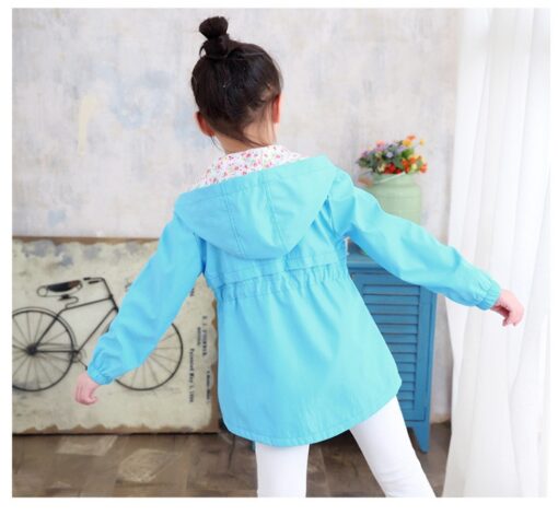 Girls windbreaker jacket autumn and winter of the long-sleeved peach embroidery hooded big children's shirt children's new children's clothing - Image 8