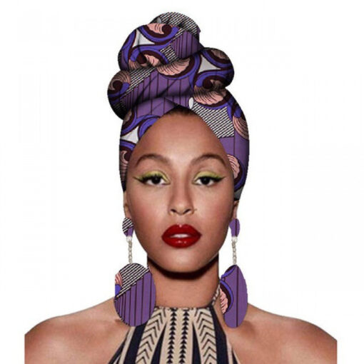 Fashion African Headscarves And Earrings 2 Pieces Of Women's African Clothing Headwear Headbands - Image 9