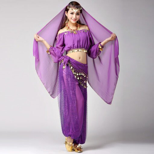 Dance Belly Dance Indian Dance Clothes Long-Sleeved Xinjiang Dance Festival Performance Costume Stage Pants Suit - Image 2