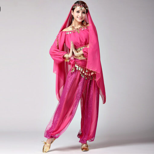 Dance Belly Dance Indian Dance Clothes Long-Sleeved Xinjiang Dance Festival Performance Costume Stage Pants Suit - Image 4