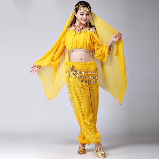 Dance Belly Dance Indian Dance Clothes Long-Sleeved Xinjiang Dance Festival Performance Costume Stage Pants Suit