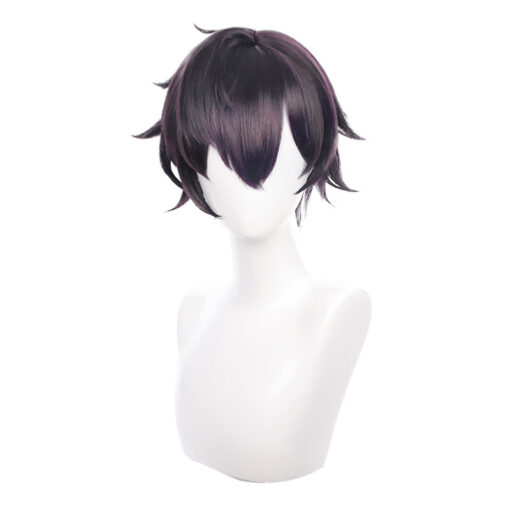 Men's Cosplay Wig Reverse Dark Purple Short Hair - Image 5