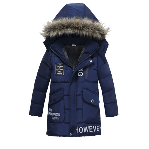 Winter Children's Trendy Cotton-padded Jacket Mid-length Letter Cotton-padded Coat - Image 4