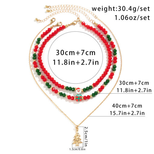 Beaded Women's Necklace Christmas Snowman Gift Imitation Crystal Ornament - Image 5