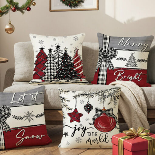 Christmas Cushion Cover Pillowcase Merry Christmas Decor For Home Xmas Ornament Happy NewYear Gift