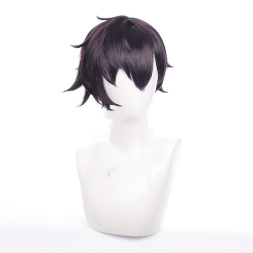 Men's Cosplay Wig Reverse Dark Purple Short Hair - Image 4