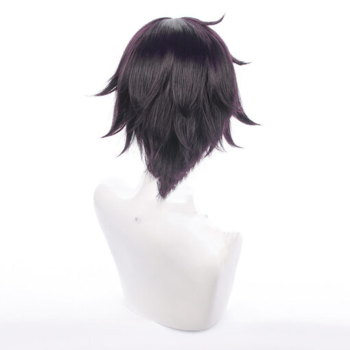 Men's Cosplay Wig Reverse Dark Purple Short Hair - Image 3