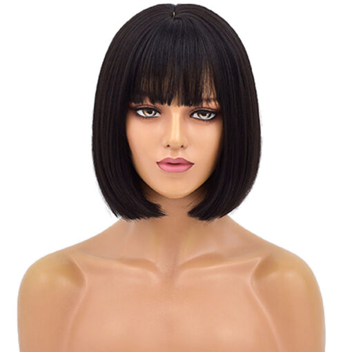 Women's Short Straight Hair Bangs Chemical Fiber Wig Head Cover - Image 6