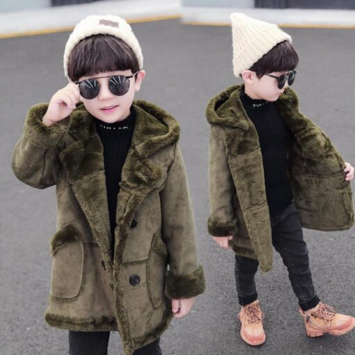 Fashion Boys' Suede Padded Trench Coat - Image 5