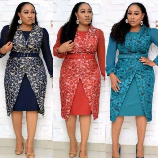 African plus size clothing new chiffon stitching jacket dress two-piece suit