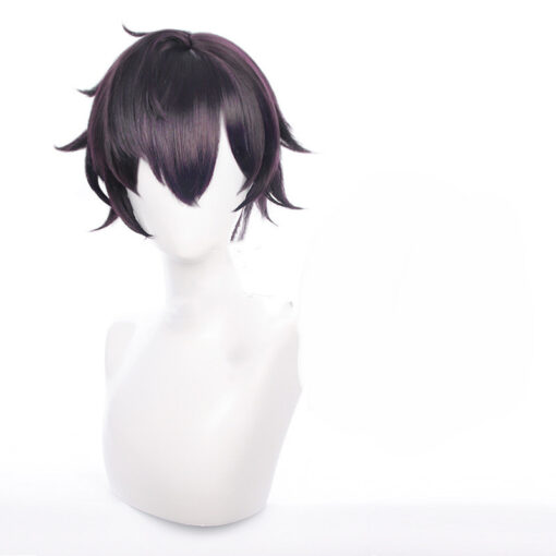 Men's Cosplay Wig Reverse Dark Purple Short Hair - Image 2