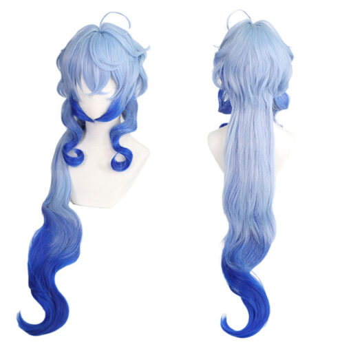 Wig Gradient Blue Long Cosplay Wig Heat-resistant Synthetic Hair  Free Wig Hat - Image 2