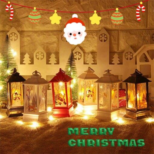 Party Decoration Portable Oil Lamp Santa Claus LED Night Lights Battery Powered Indoor Outdoor Hanging Lanterns Festive Party Decoration