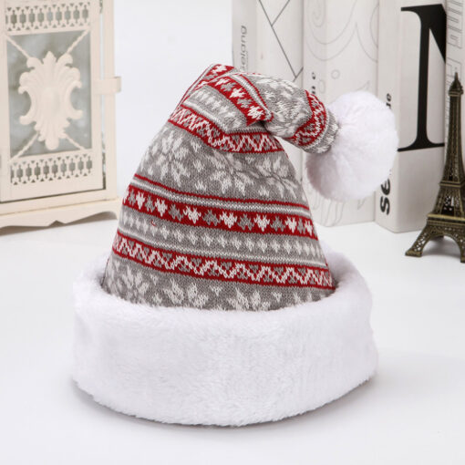 Snowflake Deer Knitted Wool Flannel Christmas Hat - Image 3