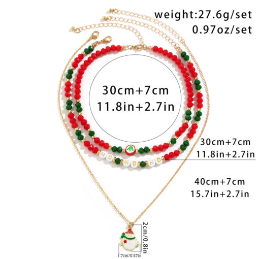 Beaded Women's Necklace Christmas Snowman Gift Imitation Crystal Ornament - Image 7