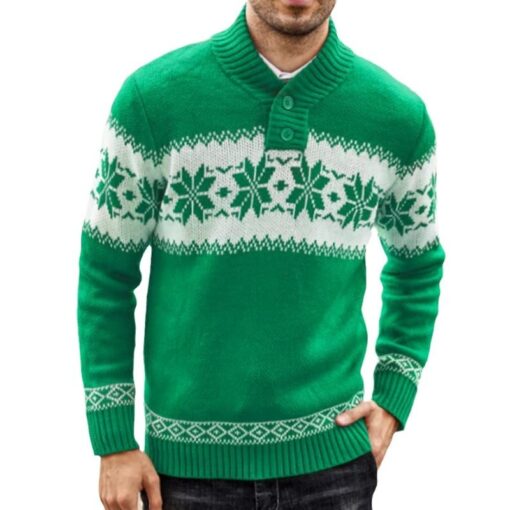 Men's Sweater Long Sleeve Christmas Jacquard Knitted Sweater - Image 2