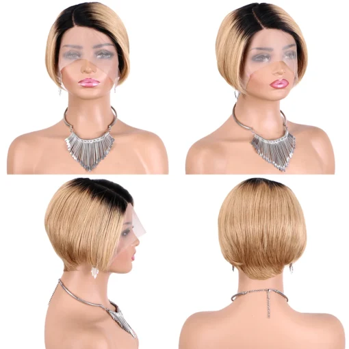 Wholesale Short Curly  Pixie Cut  Lace Wigs,13x4x1 Lace Front Side T Part Lace Pixie Cut Human Hair Wigs For Black Woman, - Image 2