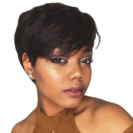 USD10 Short Human Hair Wigs Pixie Cut Straight curly Brazilian Hair Wigs For Black Women Machine Made Cheap Glueless Wigs - Image 2