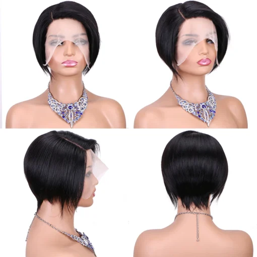 Wholesale Short Curly  Pixie Cut  Lace Wigs,13x4x1 Lace Front Side T Part Lace Pixie Cut Human Hair Wigs For Black Woman, - Image 3