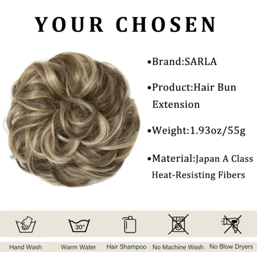 SARLA Premium Synthetic fiber Updo Curly Postiches Pour Messy Fake Scrunchies Hair Extension Buns Chignon Hairpiece For  Women - Image 3