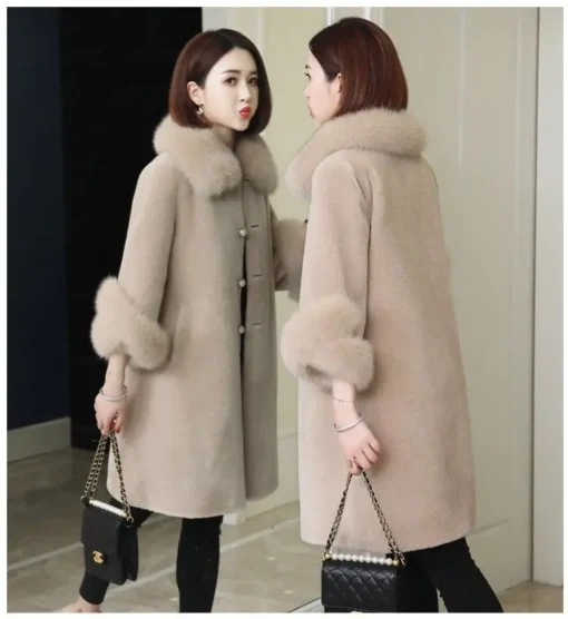 Women's Coats 2024 High Quality Midi Length Loose Women's Clothing Winter Coat Elegant Thick Fashion Fur Coat Women - Image 3