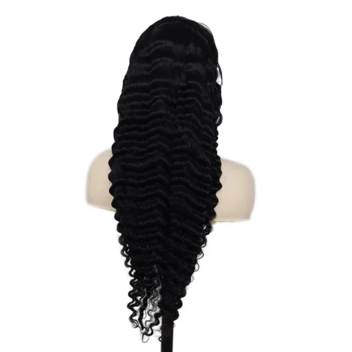 brazilian natural black 40 inch braided glueless deep wave lace front wig - Image 6