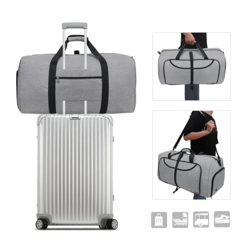 Multifunctional Portable Foldable Sports Travel Bag Waterproof Gym Overnight Duffel Bag With Shoe Compartment - Image 3