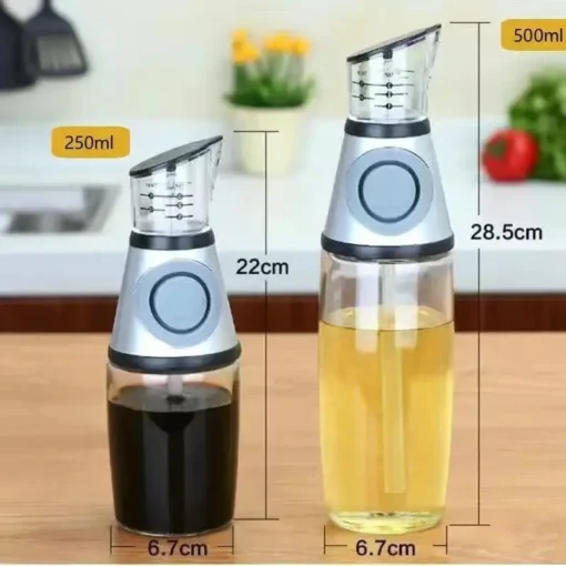 18 /10 OZ Kitchen 2 Pack Oil and Vinegar Dispenser Set Olive Oil Dispenser Bottle with Measurement Cups - Image 2