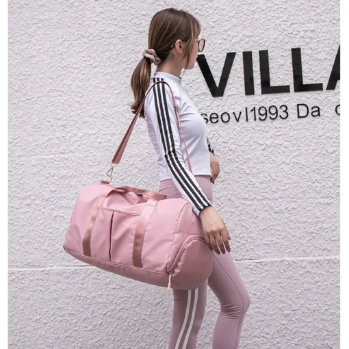 Outdoor Customized Logo Large Capacity Spend the Night Pink Duffle Weekend Bags Gym Man Women Waterproof Sports Travel Bag - Image 4