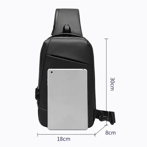 Lightweight Casual Men's Waterproof Chest Cross body Sling single Shoulder Bag with USB Charging Port interface for Men/Women - Image 3