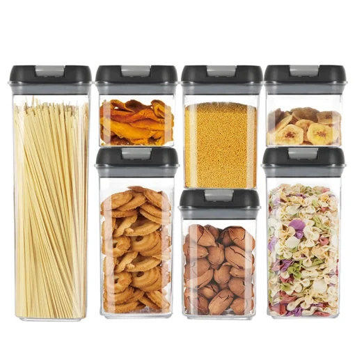 Hot selling storage jar plastic clear airtight kitchen food storage box kitchen containers set jars with lid - Image 2