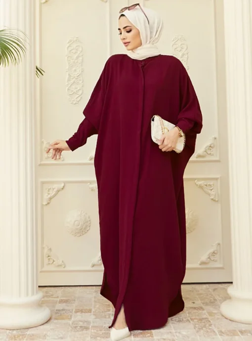 Muslim Abaya Jilbab Kaftan Women Long Dress Islamic Dubai Cardigan Robe Plain Dress African Turkish Robe Southeast Asia Clothes - Image 2