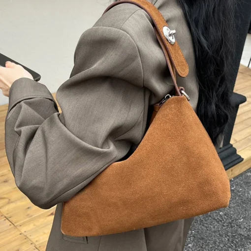 2024 Luxury Fashion Women Genuine Leather Suede Bag Frosted Messenger Shoulder Crossbody Hand Bag for Ladies Pillow Handbag