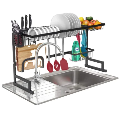 Wholesale Supplies 2 Tiers 201 Stainless Steel dish rack sink Over The kitchen - Image 6