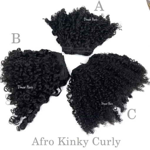 VMAE Clip Ins Mongolian Raw Virgin Natural Black 100g Natural Black Afro Kinky Curly Clip In Extensions Human Hair - Image 3