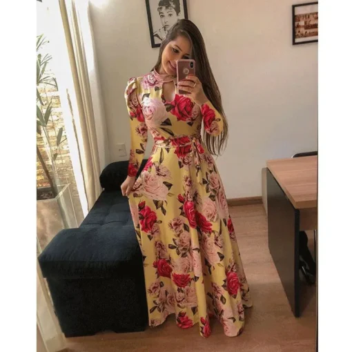 Women Casual African Kitenge Dress Designs Floral Printed Maxi Dress Ladies Holiday Party Long Dress Plus Size Sundress - Image 3