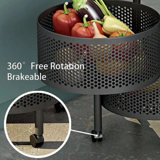 Cheap Vegetable And Basket Storage Shelf Metal Plastic round 4 Tier Or Fruit Rack Kitchen - Image 4