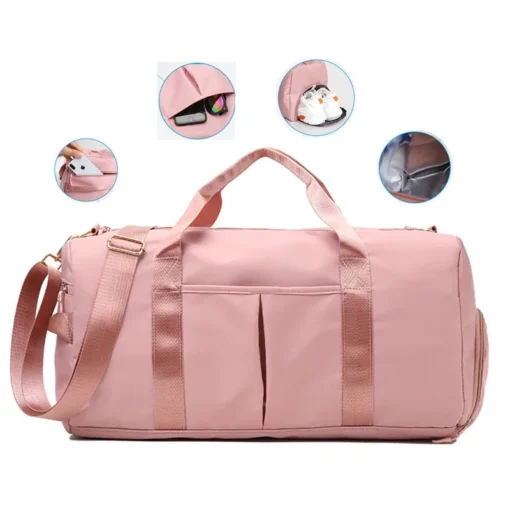 Outdoor Customized Logo Large Capacity Spend the Night Pink Duffle Weekend Bags Gym Man Women Waterproof Sports Travel Bag - Image 6