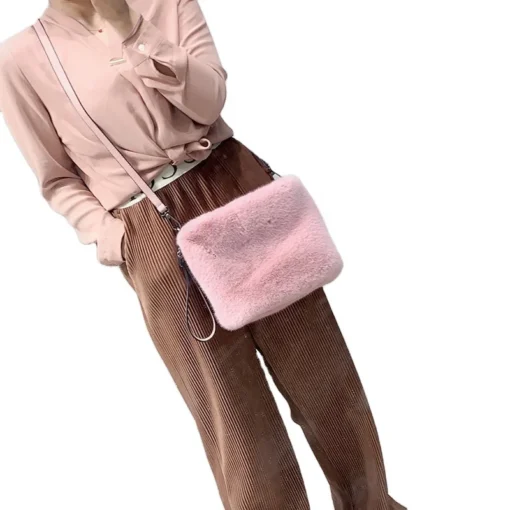 Wholesale faux fur eco-friendly mink velvet handbag messenger bag fashion various colors