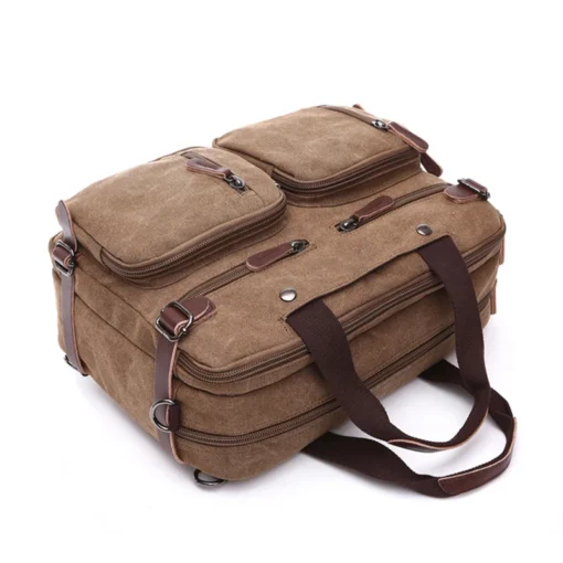 Casual Canvas Briefcase Portable Shoulder Three-purpose 15.6/16/17inch Custom Business Notebook Computer Laptop Bag For Men