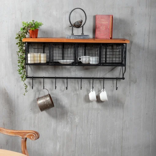 Wall Shelving Drawer Storage Shelving One-Line Grid Storage Wall Hanging Kitchen Organizing Shelving - Image 5