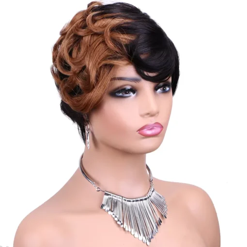 Cheap None Lace Pixie Cut Curly Wig Natural Brazilian 150% Density Pixie Curly Human Hair Wigs For Black Women - Image 3