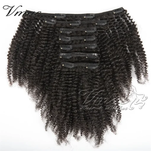 VMAE Clip Ins Mongolian Raw Virgin Natural Black 100g Natural Black Afro Kinky Curly Clip In Extensions Human Hair