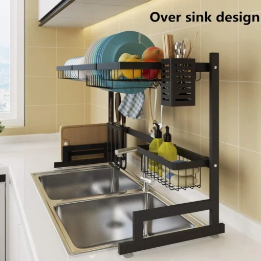 Wholesale Supplies 2 Tiers 201 Stainless Steel dish rack sink Over The kitchen - Image 2