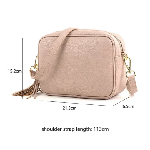 Casual Full Grain Leather Shoulder Bags Women Square Crossbody Bags - Image 3