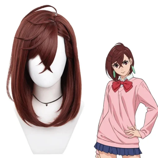 Wholesale Dandadan Cosplay 40cm Medium Long Red Brown Momo Ayase Wig Synthetic Anime Heat Resistant Hair Cosplay Wig - Image 6